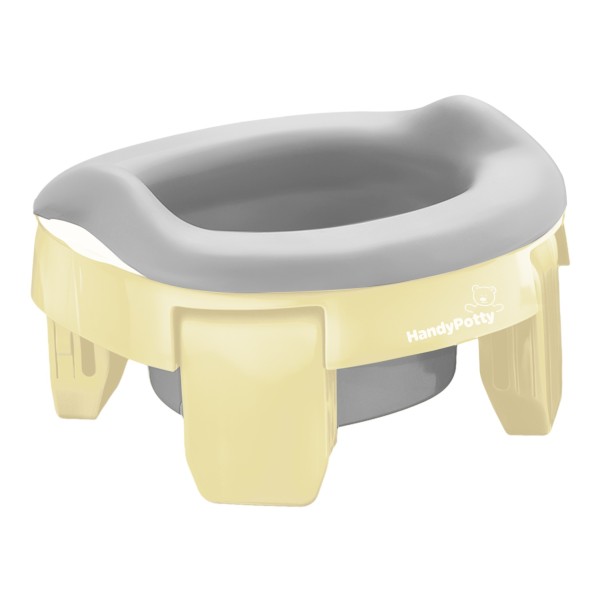 Горшок дорожный складной с многоразовой вкладкой HandyPotty 3 в 1 цвет: топленое молоко и вкладка светло-серая