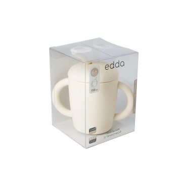 Силиконовый поильник с трубочкой Edda цвет: пломбир STC-01001