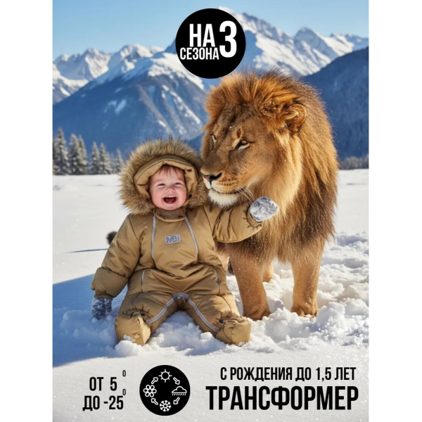 Комбинезон-трансформер с рождения до 74 см цвет: золотой орех 163ШМ/2