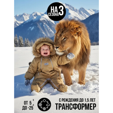 Комбинезон-трансформер с рождения до 68 см цвет: золотой орех 163ШМ/2