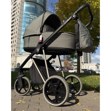 Коляска детская 2 в 1 Roan IVI 2.0 Vintage цвет: sage green / black perforated handle