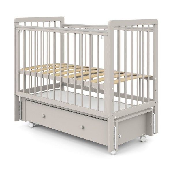 Кровать детская Pituso Tiny с ящиком + маятник + быстросъемная автостенка цвет: кашемир