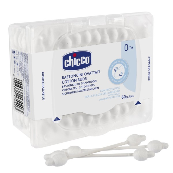 Палочки ватные с ограничителем 60 шт. Chicco