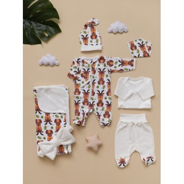 Комплект на выписку и прогулки 7 предметов " Олени " 0396