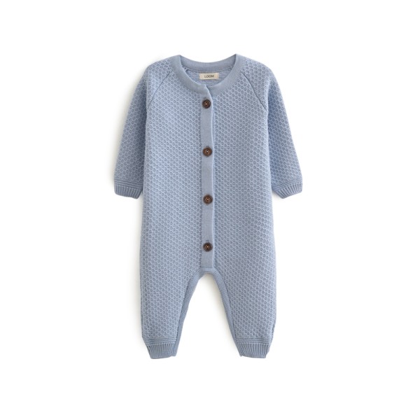 Вязаный текстурный комбинезон 62см 0-3 месяца цвет: небесный W058N-039-62