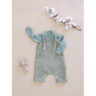 Комбинезон-песочник из футера на лямках 68 см цвет: оливковый Т-193/О