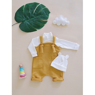 Комбинезон-песочник из футера на лямках 80 см цвет: горчица Т-193/Ж