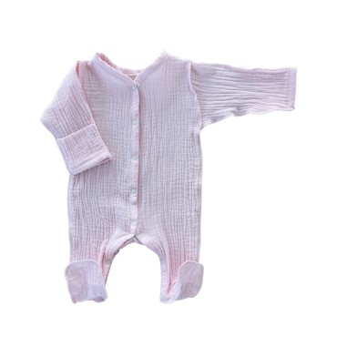 Муслиновый слип на кнопках 50-56 см Newborn  цвет: розовый М-141