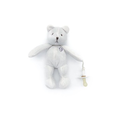 Комфортер Мишка Drema BabyDou с держателем для пустышки цвет: молочный 801-М