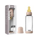 Стеклянная бутылочка Bibs 240 мл с латексной соской цвет: blush