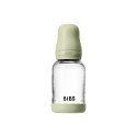 Стеклянная бутылочка Bibs 120 мл с латексной соской цвет: sage