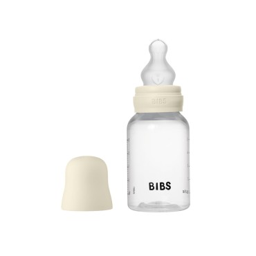 Пластиковая бутылочка для кормления с силиконовой соской BIBS 150 мл цвет: ivory