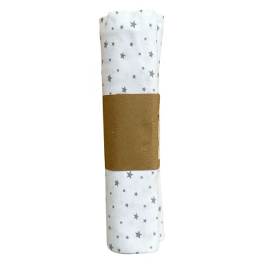 Детская трикотажная пеленка интерлок-пенье 90 х 100 см цвет: серые звездочки TE 0123