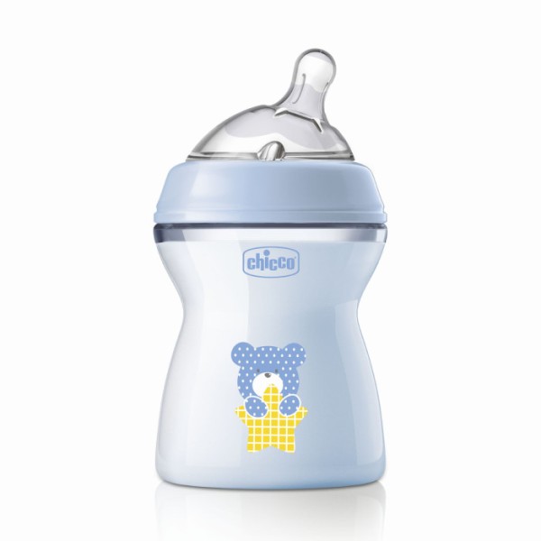 Бутылочка для кормления 250 мл 2м+ с соской Chicco Natural Feeling цвет: Boy