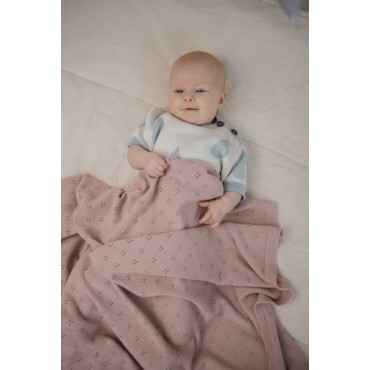 Ажурный детский плед 108*108 см цвет: пыльно-розовый LW0186-073-108/108