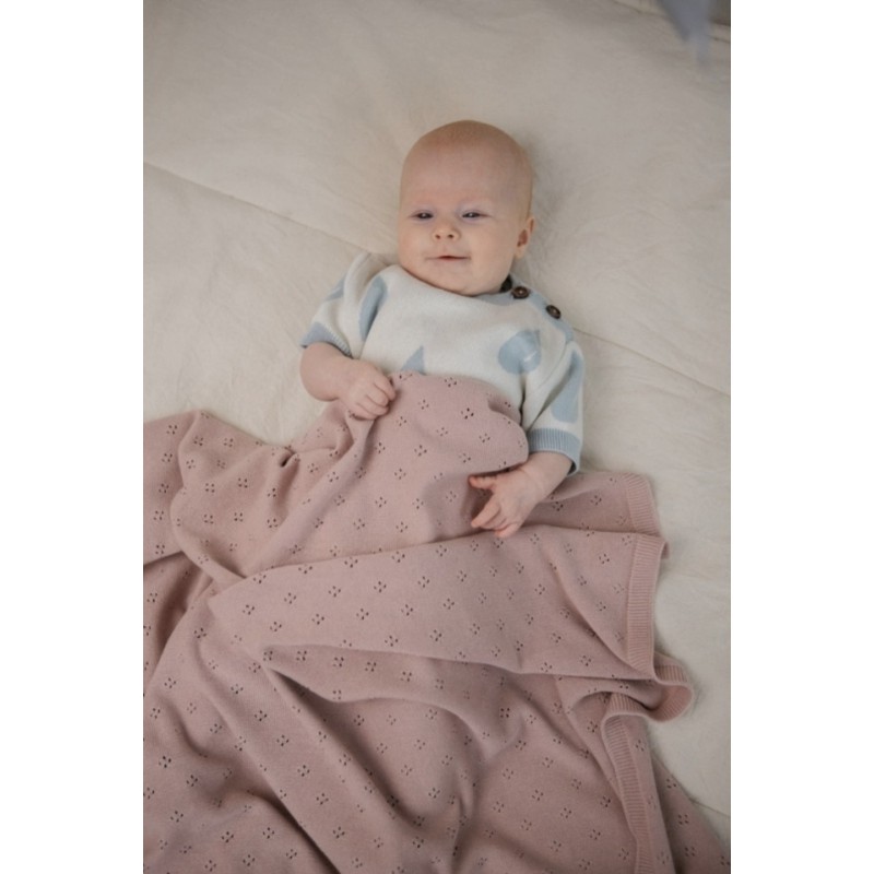 Ажурный детский плед 108*108 см цвет: пыльно-розовый LW0186-073-108/108