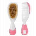 Расческа и щетка для волос с натуральной щетиной Chicco 0м+ цвет: Pink/розовый