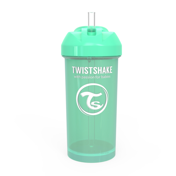 Поильник-непроливайка с трубочкой 6+m.Twistshake 360 мл. цвет: Пастельный зелёный /Pastel Green