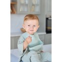 Силиконовый нагрудник с кармашком Edda цвет: птички шалфей SB04-01001
