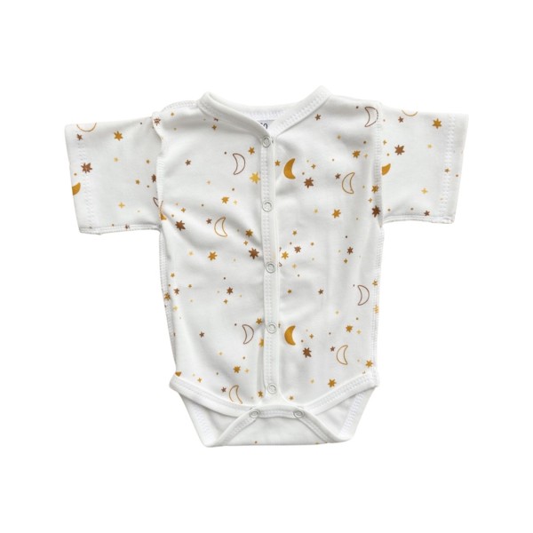 Боди с коротким рукавом на кнопках 56-62 см принт: месяц и звездочки Т-133