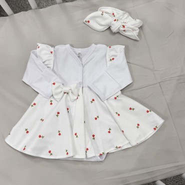 Боди на кнопках с юбочкой и солохой 56-62 см цвет: тюльпанчики Т-131-1