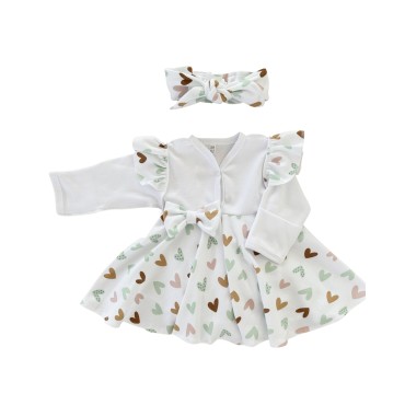 Боди на кнопках с юбочкой и солохой 56-62 см цвет: сердечки Т-131-1