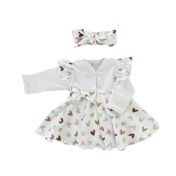 Боди на кнопках с юбочкой и солохой 56-62 см цвет: сердечки Т-131-1