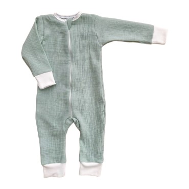 Муслиновый комбинезон на молнии 68 см цвет: морская волна М-009