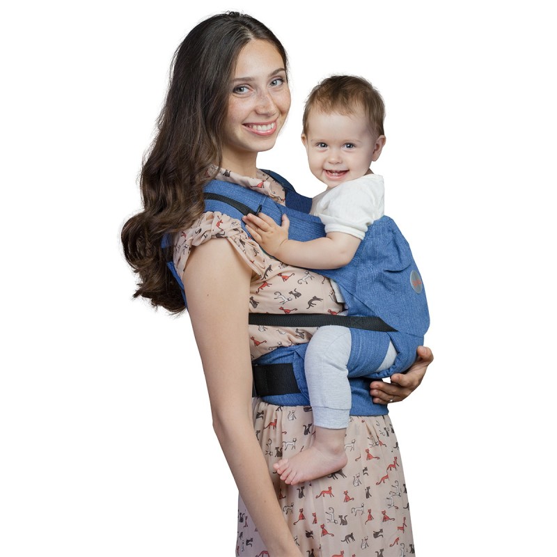 Слинг-рюкзак для переноски детей от 4 месяцев + 3 в 1 « Бебимобиль Хип » цвет: джинсовый РБМ05-002