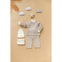 Комплект вязаный джемпер и штанишки Oversize 68-74 см цвет: бежевый В077