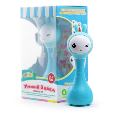 Интерактивная игрушка-погремушка Умный зайка alilo R1 c распознаванием цветов цвет: синий 60402