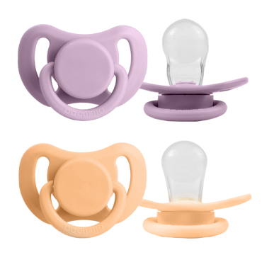 Набор силиконовых пустышек 6-18 месяцев 2 шт в контейнере лиловый / лимонный PPS21920