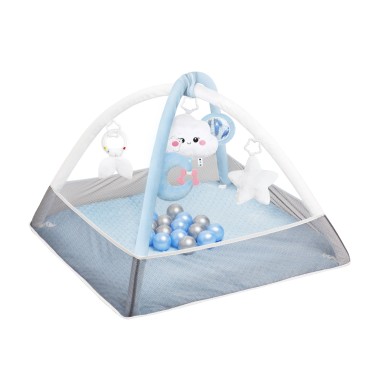 Мягкий развивающий коврик-манеж с дугами + сетка и шарики " Облачко" 751