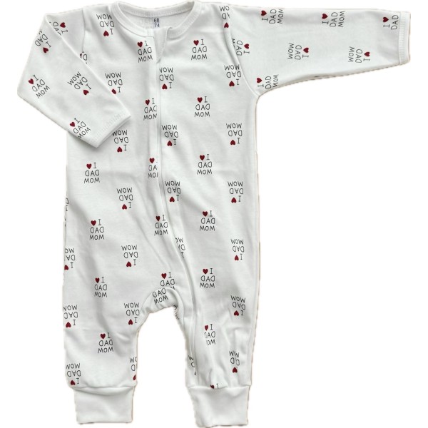 Слип нательный на молнии 68-74 см принт: i love mom&dad Т-125