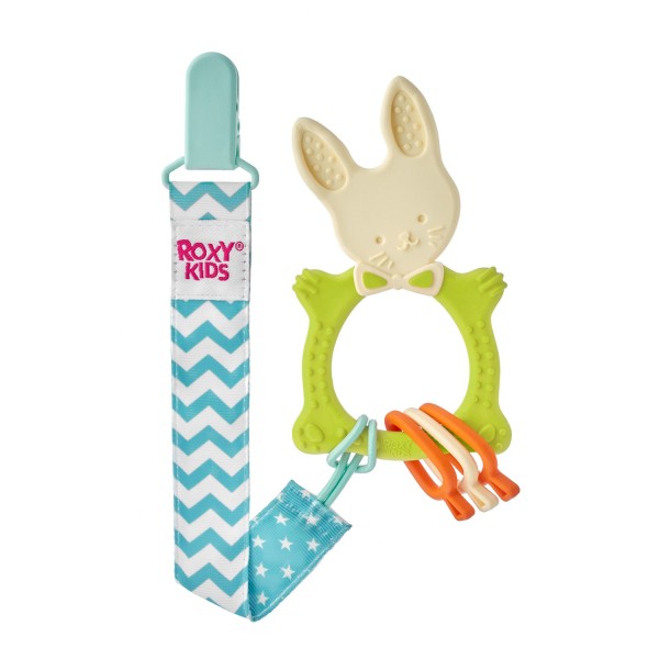 Универсальный прорезыватель BUNNY TEETHER с держателем цвет: зелёный Универсальный прорезыватель BUNNY TEETHER с держателем цвет: зелёный