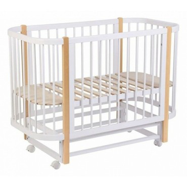 Детская деревянная кроватка Vera с маятником цвет: белый-натуральный 0003126-17