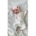 Шапочка вязаная на завязках 46-50 см цвет: нежно-розовый 8095-125