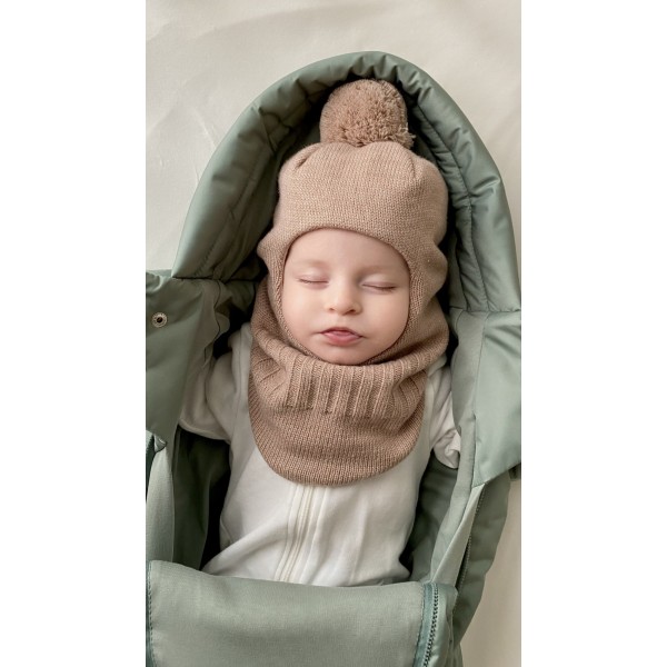 Балаклава-шлем с помпоном 48-50/52 см цвет: теплый беж 3095-122