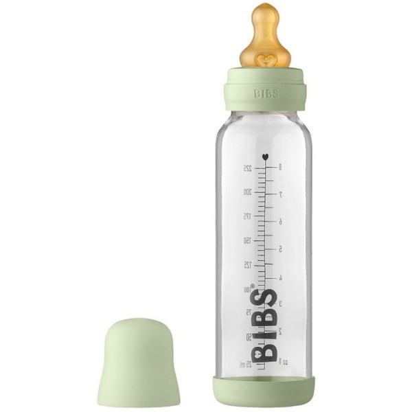 Антиколиковая бутылочка для кормления стеклянная 225 мл Bibs Baby Bottle Complete Set цвет: sage /серо-зеленый Антиколиковая бутылочка для кормления стеклянная 225 мл Bibs Baby Bottle Complete Set цвет: sage /серо-зеленый
