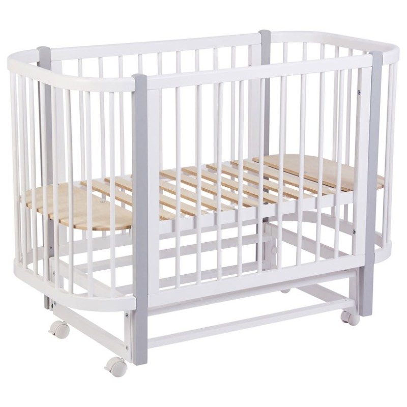 Детская деревянная кроватка Vera с маятником цвет: белый-серый 0003126-16