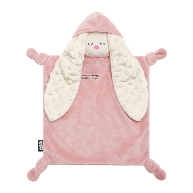 Игрушка мягконабивная комфортер-платочек Зайка пудра 815