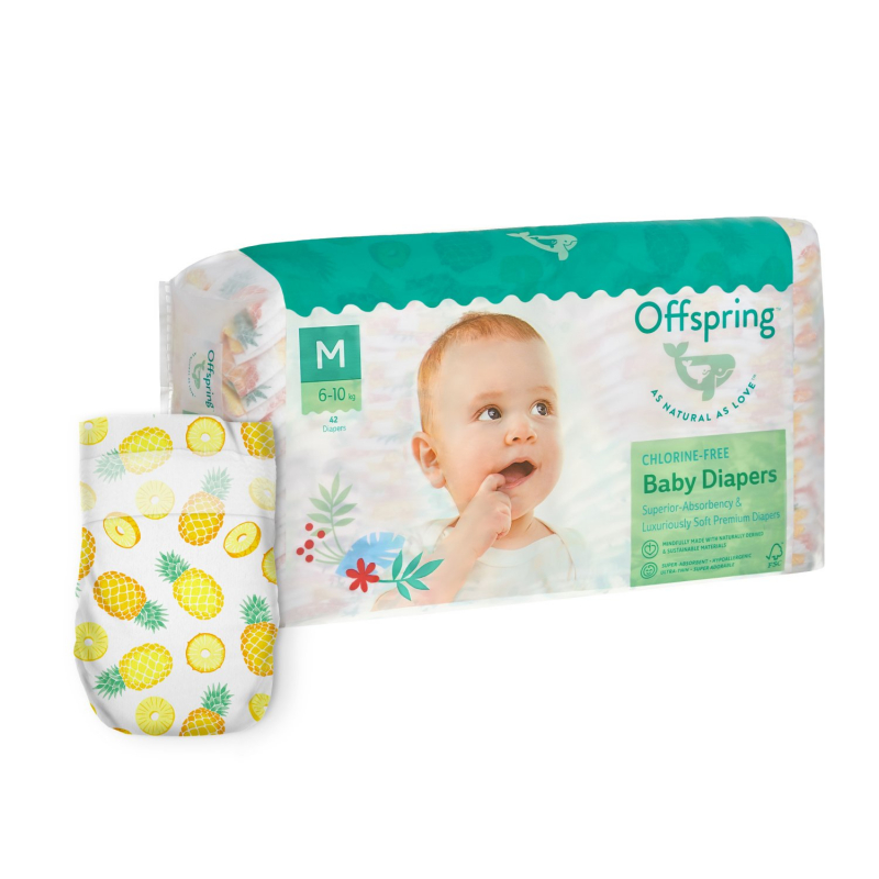 Эко-подгузники Offspring M 6-10 кг 42 шт цвет: ананасы Эко-подгузники Offspring M 6-10 кг 42 шт цвет: ананасы