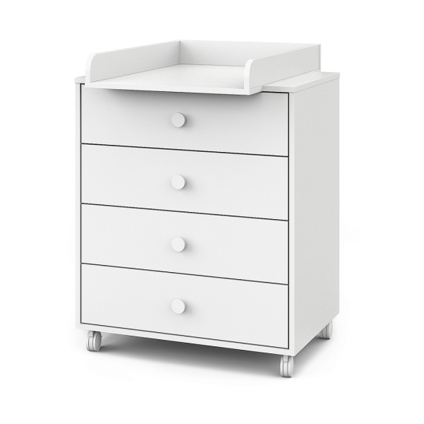 Комод пеленальный детский 4 ящика Pituso Kids Rolf на колесах цвет: белый БП-00004032