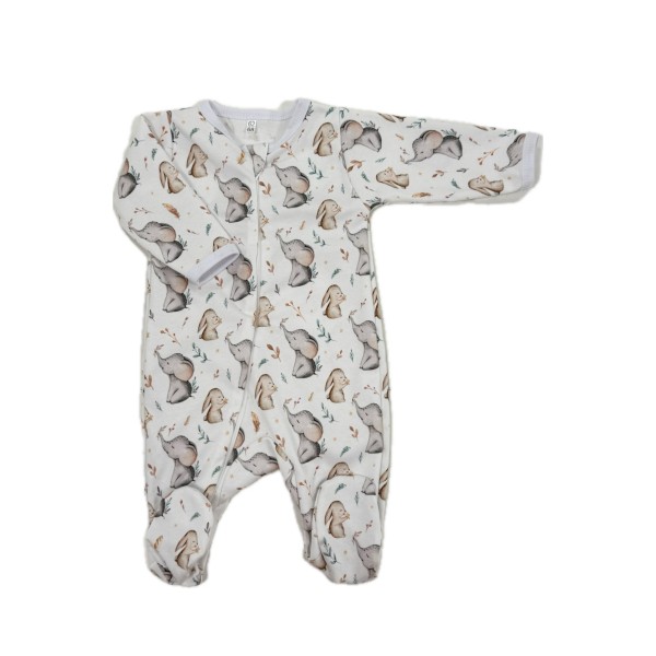 Слип нательный на молнии 62-68 см принт: слоники и зайки Т-125