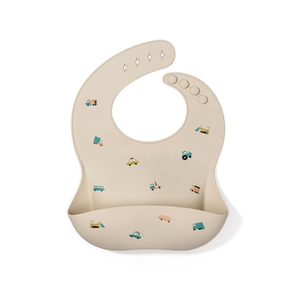 Силиконовый нагрудник с кармашком Edda цвет: машинки SB01-01001