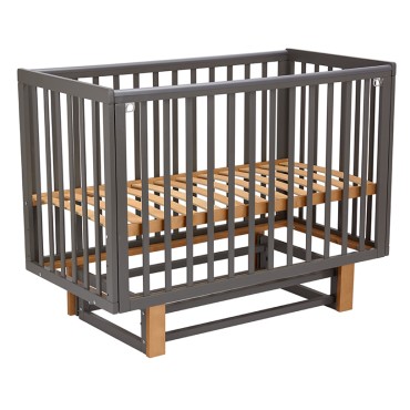 Детская деревянная кроватка Lea 2 с быстросъемной стенкой и маятником цвет: графит-дуб крафт золотой 0003167-27