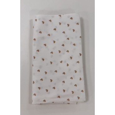 Детская трикотажная пеленка интерлок-пенье 90 х 100 см цвет: сердечки бежевые TE 0115