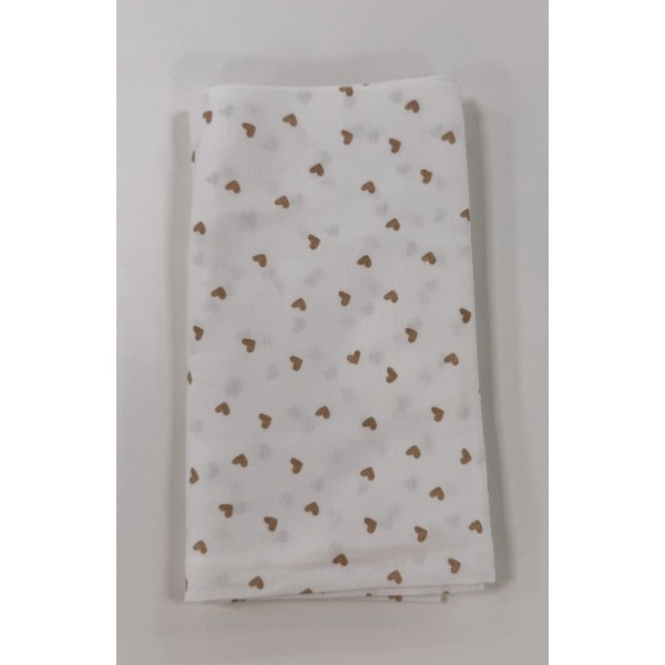 Детская трикотажная пеленка интерлок-пенье 90 х 100 см цвет: сердечки бежевые TE 0115