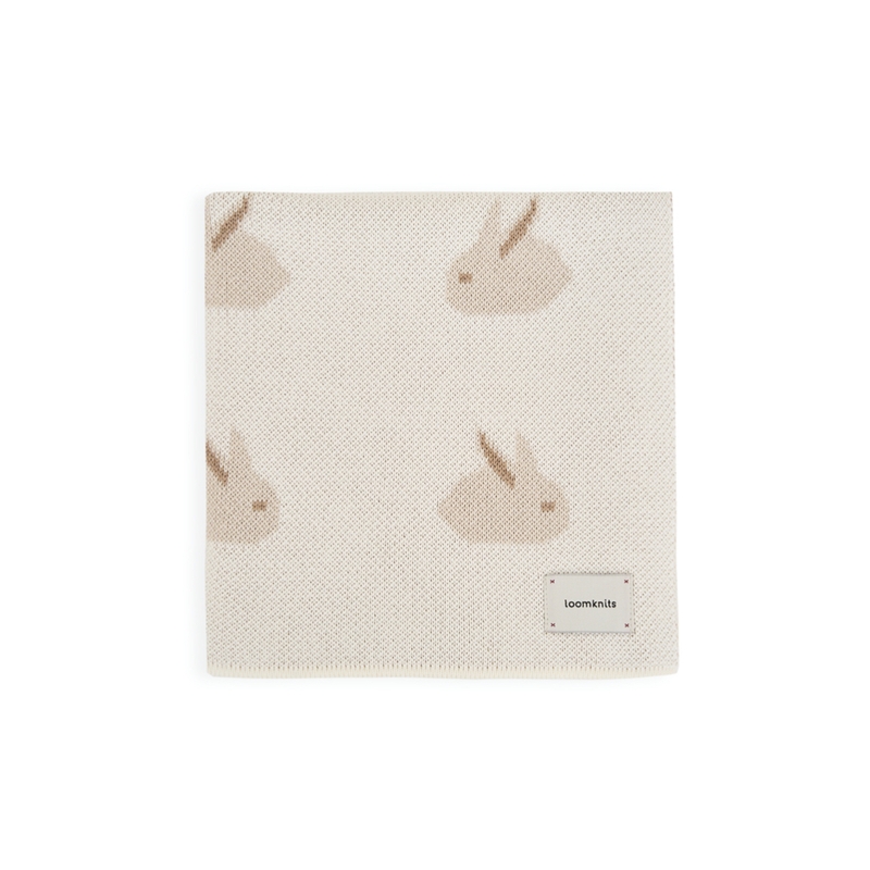 Вязаный детский плед Animal Rabbits 80*120 цвет: кремовый W163-013-80/120
