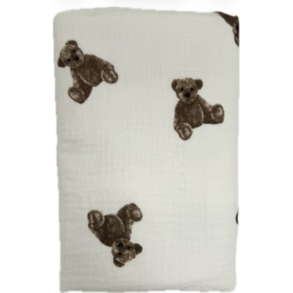 Непромокаемая многоразовая пеленка из муслина 60*90 см цвет: мишки
